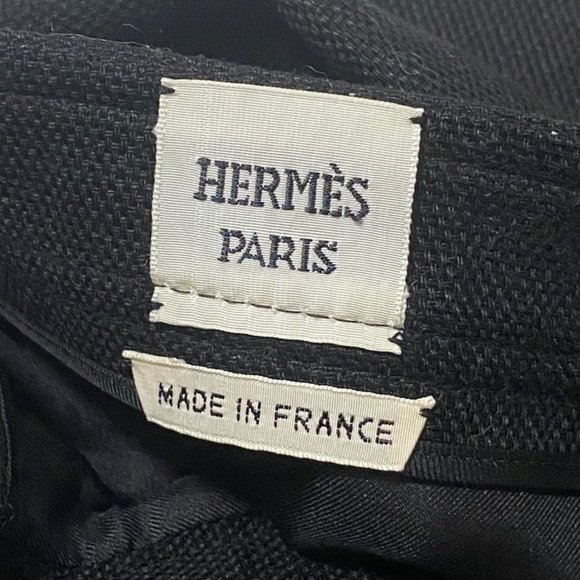 Hermes Black Contrast Stitch Brown Button Skirt - Picture 4 of 4